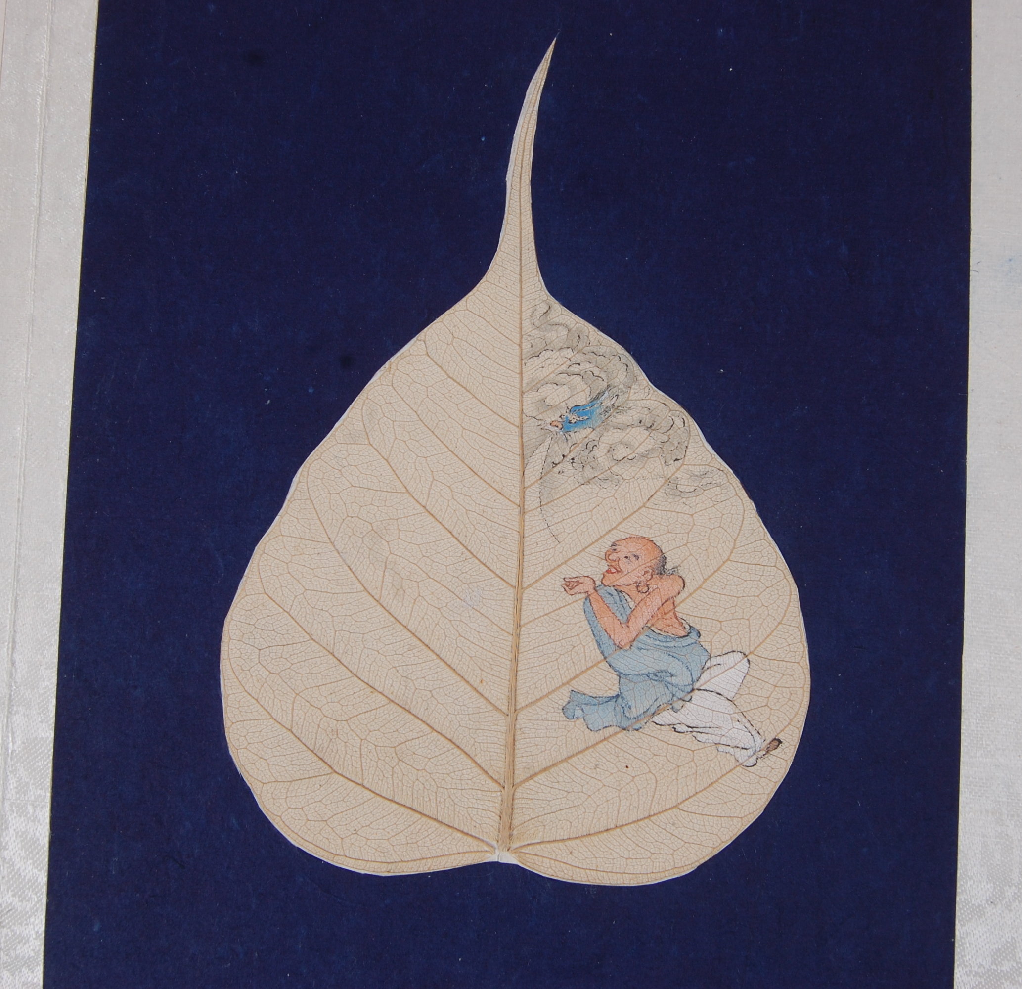 An album of Bodhi tree leaf paintings, containing eighteen gouache paintings depicting various - Image 4 of 21