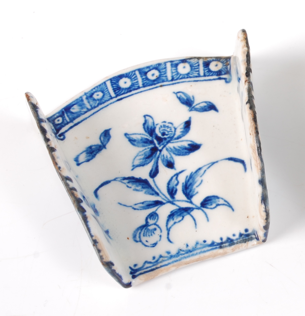 A rare Lowestoft porcelain asparagus server, circa 1770, underglaze blue decorated with a