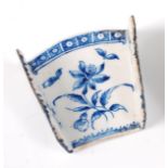 A rare Lowestoft porcelain asparagus server, circa 1770, underglaze blue decorated with a