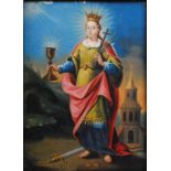 19th century Russian school - Study of St Catherine of Alexandria, oil on panel, 39 x 29cm