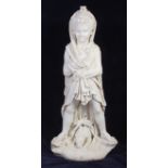 A large late 19th century Italian carved white marble mythological figure, modelled as a standing