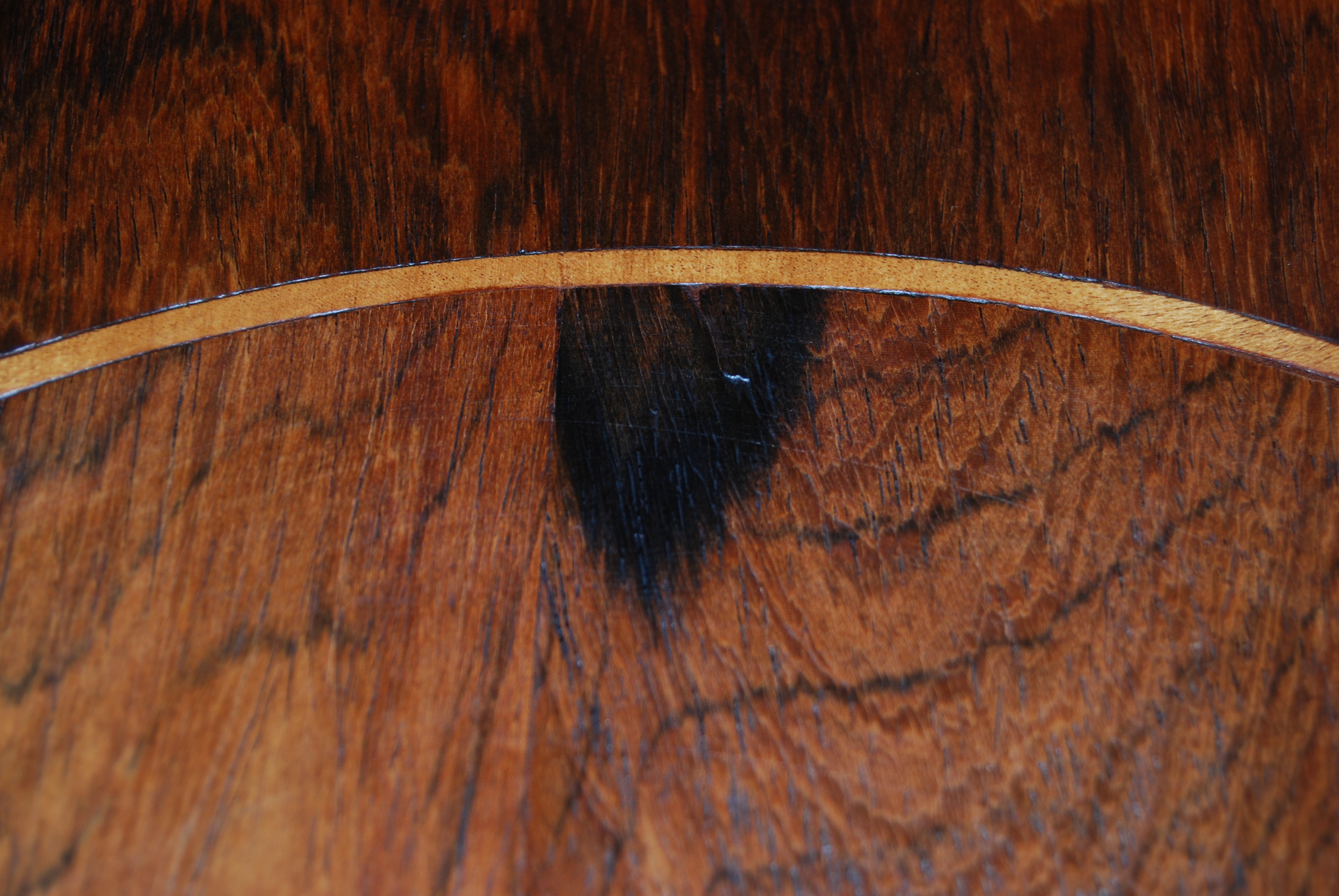 A Sheraton Revival rosewood and marquetry inlaid two-tier occasional table by Maple & Co, the oval - Image 3 of 4