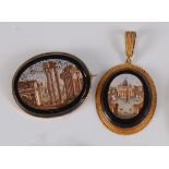 An Italian micro-mosaic brooch depicting St Peters square, within yellow metal mount with fine