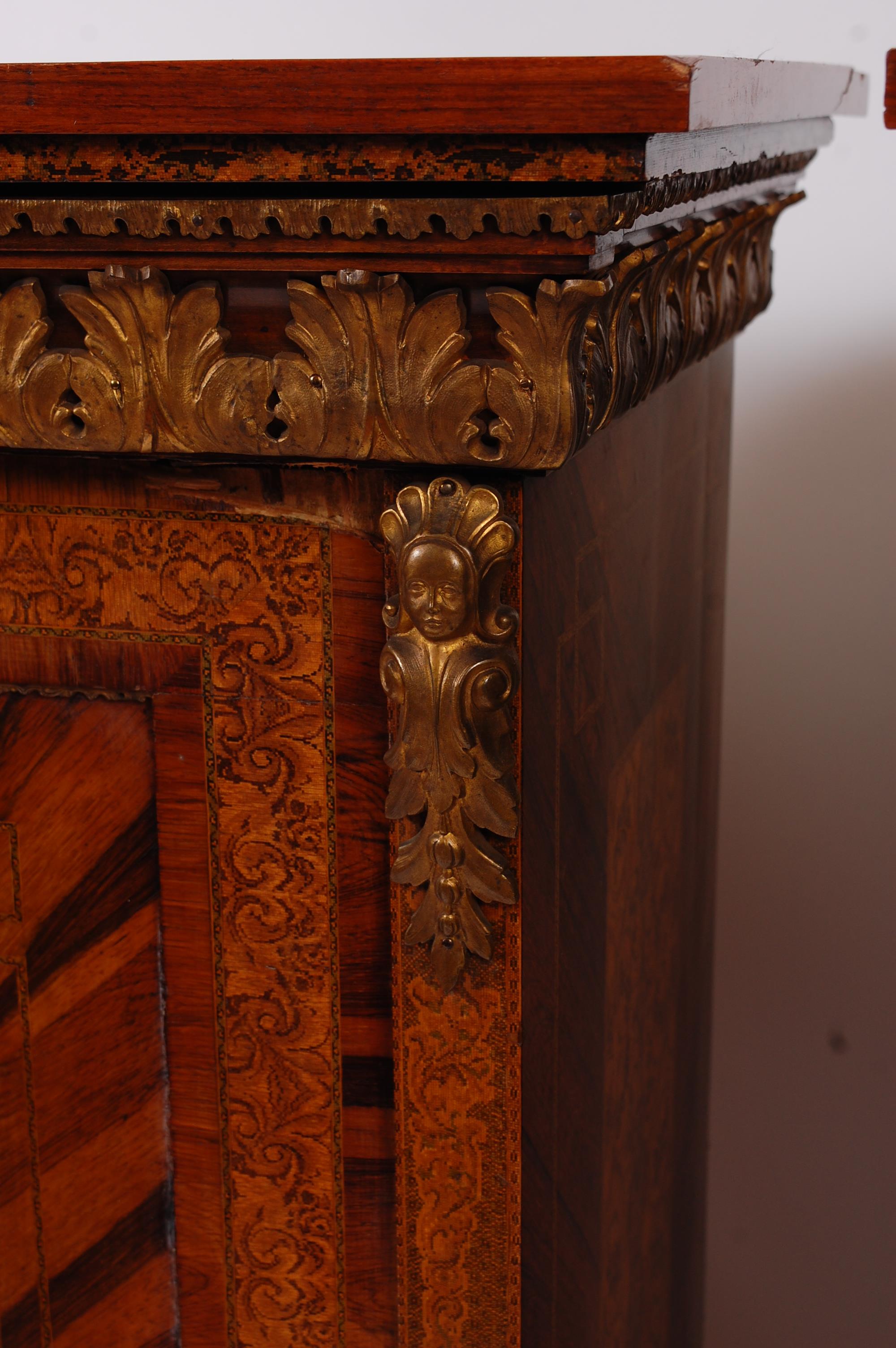 A pair of 19th century French rosewood and fine specimen marquetry inlaid cabinets, each having - Image 2 of 5