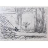 Harry Becker (1865-1928) - Woodcutter and fallen tree, lithograph, signed in pencil to the margin,