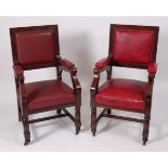 A set of fourteen late Victorian mahogany North Country dining chairs, each with rexine