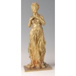 Eutrope Bouret (1833-1906) - a large gilt bronze figure of a Greek Goddess, in standing pose and