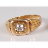 An 18ct yellow gold diamond set gypsy ring, featuring an Old European cut diamond star set in a