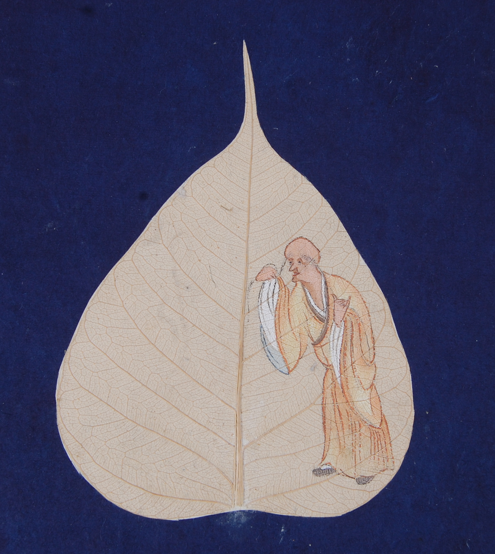 An album of Bodhi tree leaf paintings, containing eighteen gouache paintings depicting various - Image 2 of 21