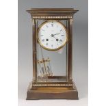 L'Epee of France - a lacquered brass four glass mantel clock, having a signed white enamel dial with