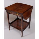 A Sheraton Revival rosewood and marquetry inlaid two-tier occasional table by Maple & Co, the oval