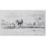 Harry Becker (1865-1928) - Two heavy horses ploughing, etching, 13.5 x 24.5cm; and one other - Study