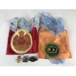 Two military-commemorative handkerchiefs and sundry WVS and ANZAC badges