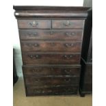 An early 18th Century walnut chest on chest