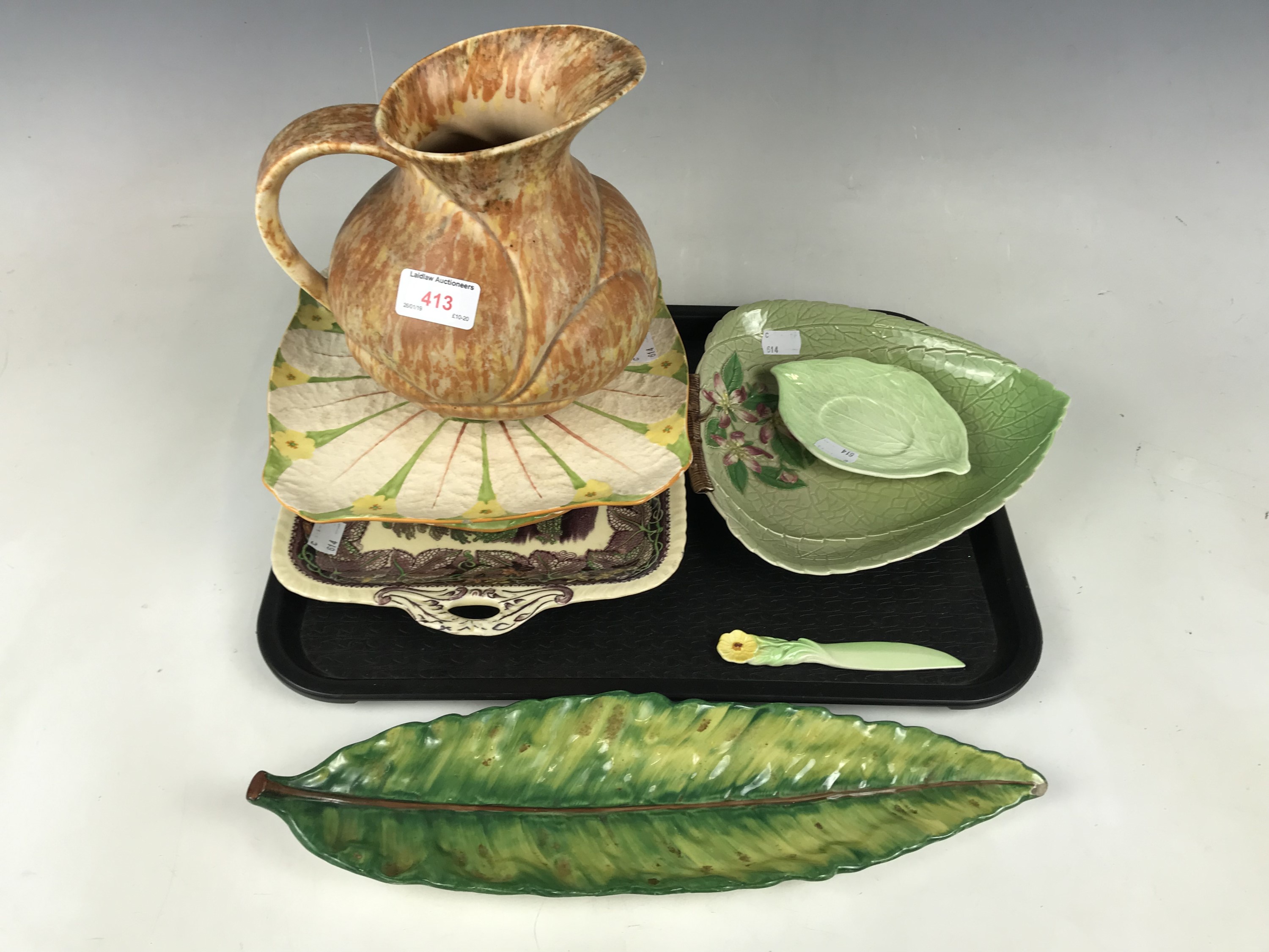 Early to mid 20th century ceramics including a Wiltshaw & Robinson Carlton ware leaf dish (a/f), a
