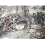 After William Heysham Overend, The Hero of Trafalgar, a large lithographic print, framed under