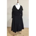 A late 1940s / early 1950s Arion Vogel of London 'New Look' style black faille dress, size 38, (a/