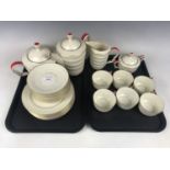 A Rosenthal Ivory Art Deco porcelain tea service for six, of tapering cylindrical and stacked
