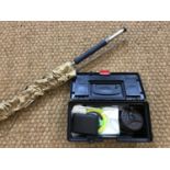 A Shakespeare Alpha 8' two piece fly fishing rod together with a Leeda 100 fly reel, fly lines, a