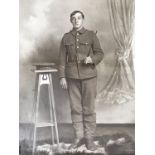 A large framed Great War photographic portrait of a soldier of a Royal Naval Division