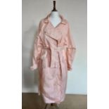 Vintage ladies' coats, to include a 1980s Norbert Nel peach raincoat, a Shuji Tojo black silk