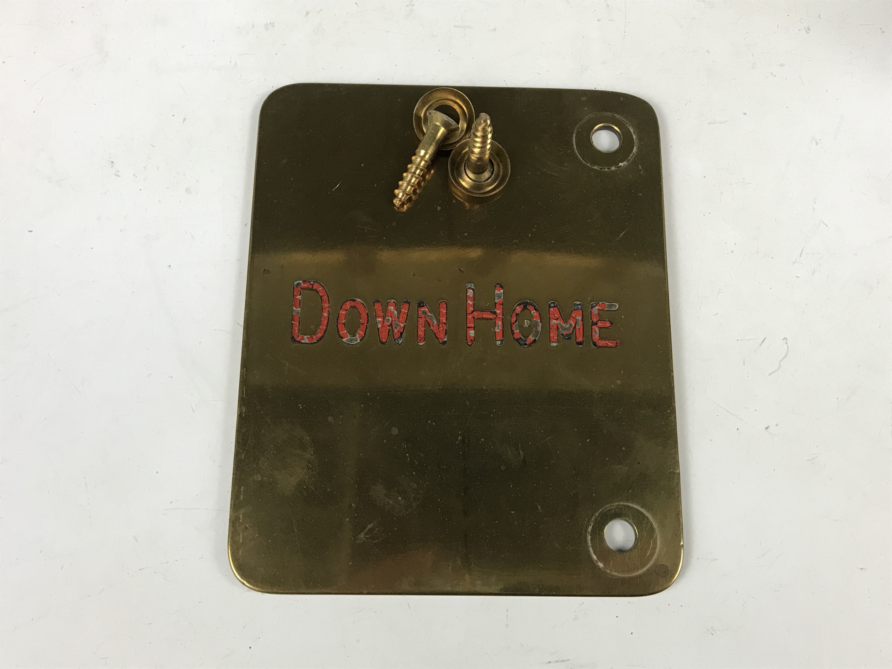 A GWR railway signal lever brass name plate Down Home