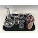 Eight items of Caithness glass including a rose bowl, four vases and three dishes etc