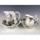 A Portmeirion jug and wash bowl set together with a Royal Albert Old Country Rose jug and wash set