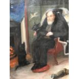 E*** M*** (19th Century) Sensitive portrait of a 19th Century priest, seated before a fire