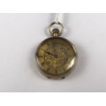 A late 19th / early 20th Century lady's yellow-metal cased fob watch, having a crown-wound lever
