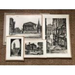 James Priddey (1916-1980) Four etchings to include; Christchurch Passage - Birmingham, and