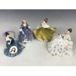 Four Royal Doulton figurines including Lynne HN2329, My Love HN2339, Nicola HN2839 and Pensive