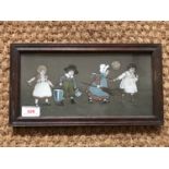 An Ethel Parkinson framed print depicting children, 14 x 28 cm