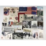 A quantity of postcards, patriotic souvenirs and other material largely pertaining to American
