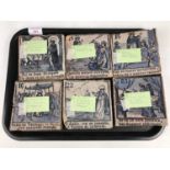 Six 19th Century Spanish ceramic tiles depicting religious / historical scenes