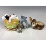 Wade Tom & Jerry Whimsies together with a Goebel bunny egg cup and a Snoopy money box