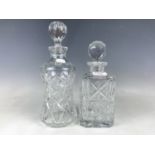 Two glass spirit decanters