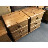 A pair of contemporary pine bedside drawers, 43 x 39 x 58 cm
