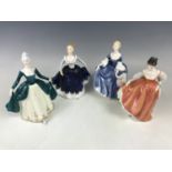 Four Royal Doulton figurines including Fair Lady HN2835, Lisa HN2310, Regal Lady HN2709 and Hilary