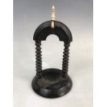 A Victorian ebonised and ivory pocket watch stand