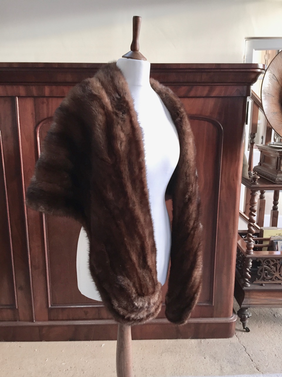 A mid 20th Century lady's mink stole, together with one other faux mink collar