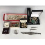 Costume jewellery, including a white-metal filigree bracelet, a boxed Zarifeh magnetic bangle, and