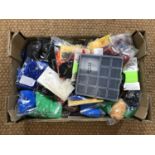 A large quantity of fishing fly tying materials including a vice and hooks etc