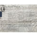 A framed 19th Century parchment vellum indenture