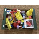 A quantity of vintage toys including a Blue Box construction set etc