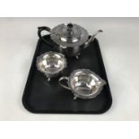 A George V electroplate three piece tea set