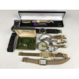 A collection of vintage wristwatches, including a 1960s lady's cased Aviva wristlet watch, and a