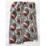 A pair of 'as-new' lined cotton curtains printed in a Modernist design, the pattern in the form of