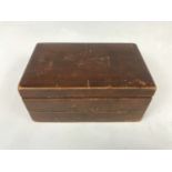 A small cedar wood cantilever box, the underside of the hinged lid inscribed Keswick, [19]13, 8 cm x