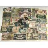 A quantity of military / occupation bank notes and coins etc